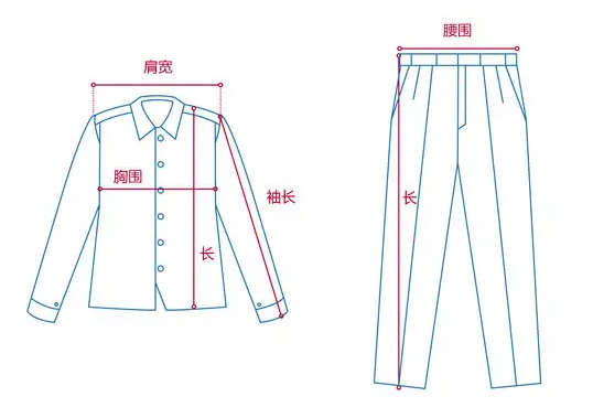 定做工作服測量展示圖，短袖工作服定做，冬季工作服定做